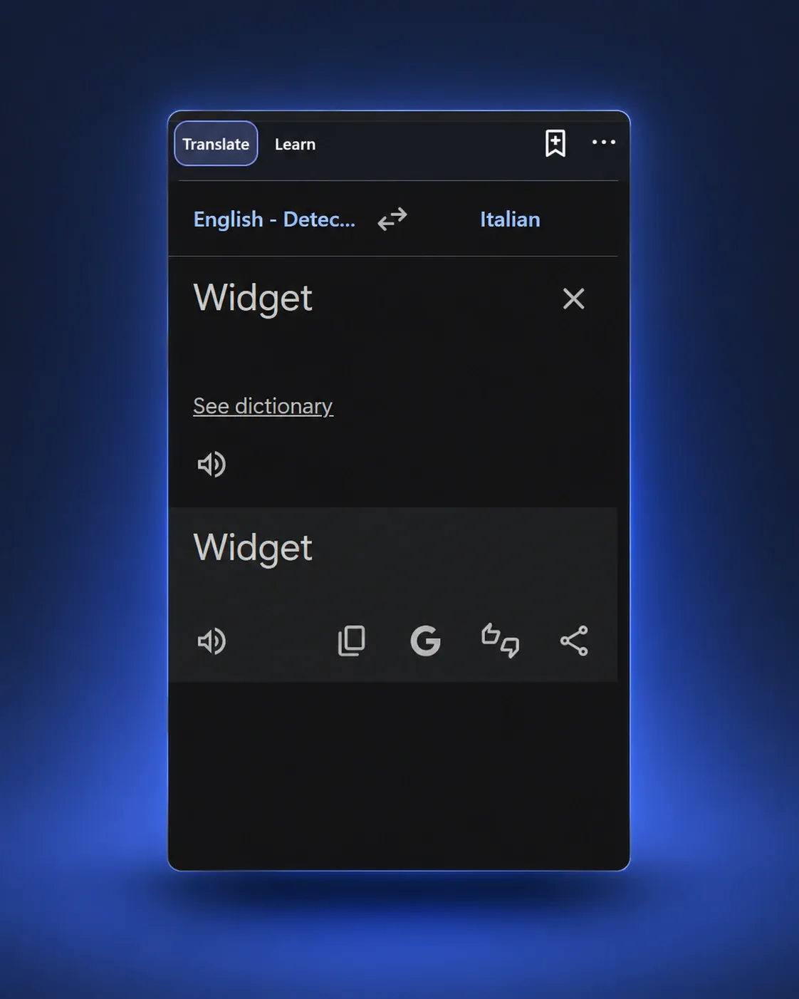 FluentDock desktop translation widget using Google Translate on Windows 11